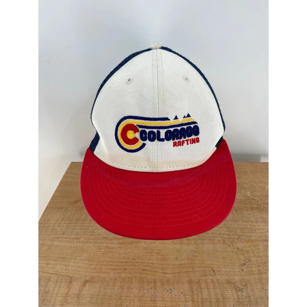 Ouray Sportswear Colorado Rafting Trucker Hat Snapback White Red Navy Blue Mesh